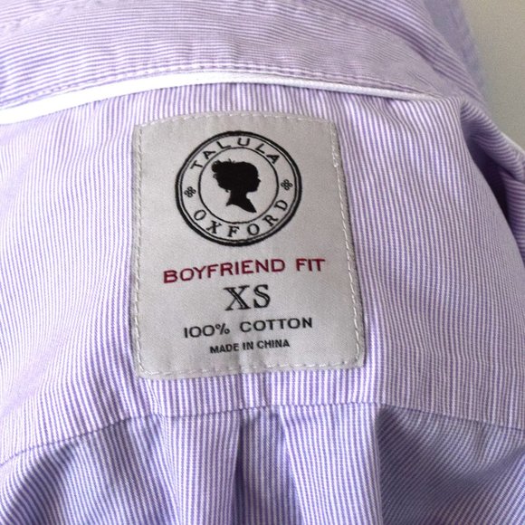 Aritzia Blue/Purple Striped Boyfriend Fit Short Sleeve Button Down - Picture 6 of 6